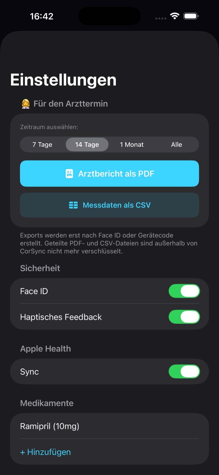 CorSync Export und Sicherheit