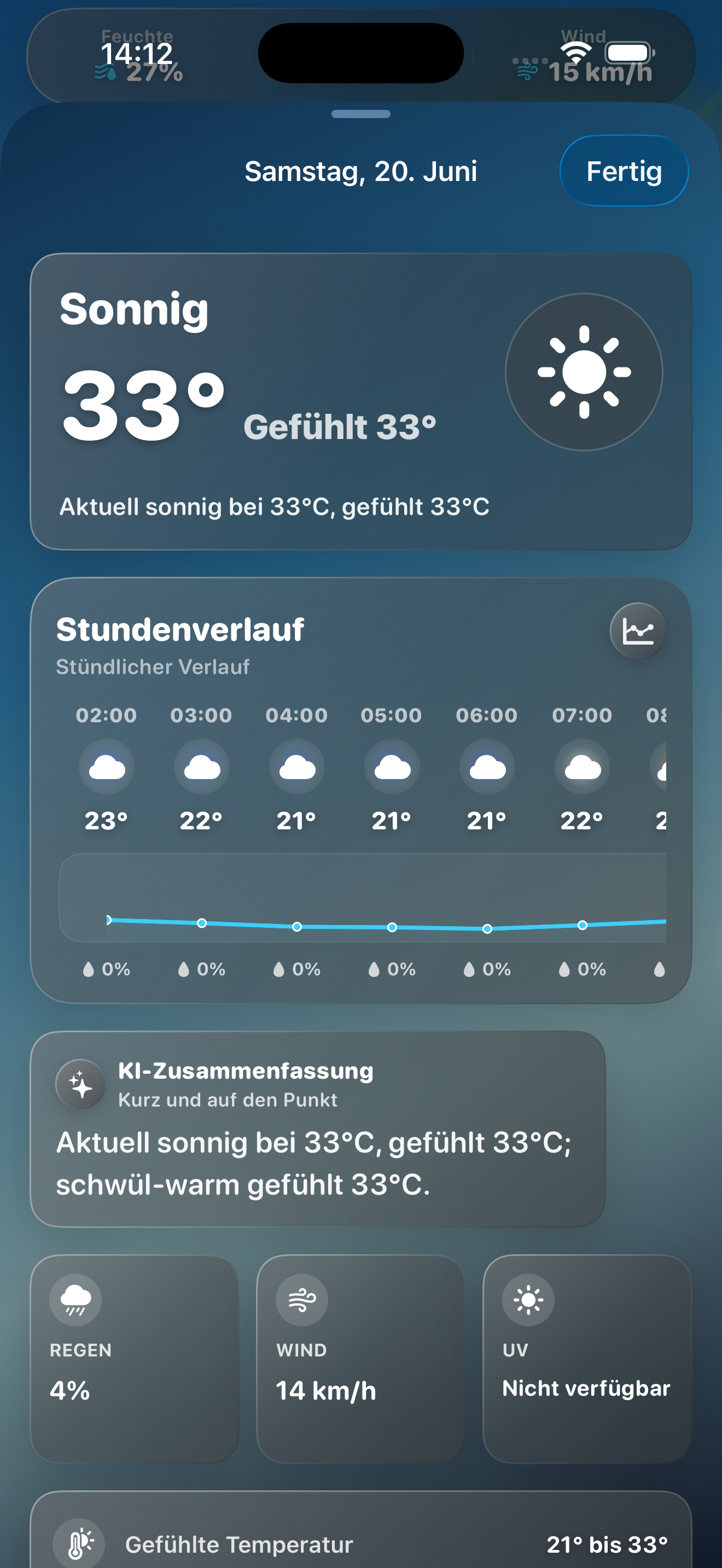 KlarWetter Vorhersage mit 7-Tage-Ausblick und stündlichem Verlauf