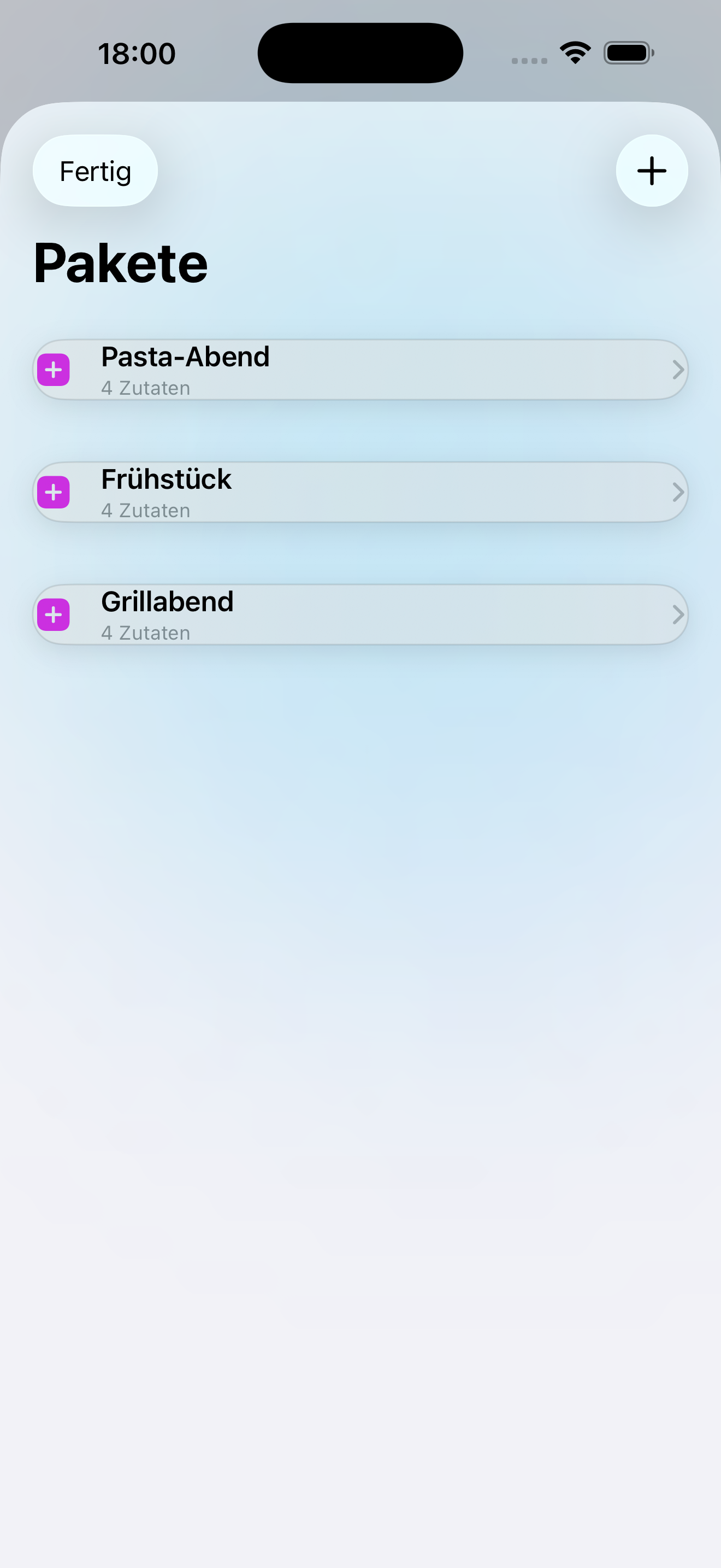 Korb Bundles und Favoriten