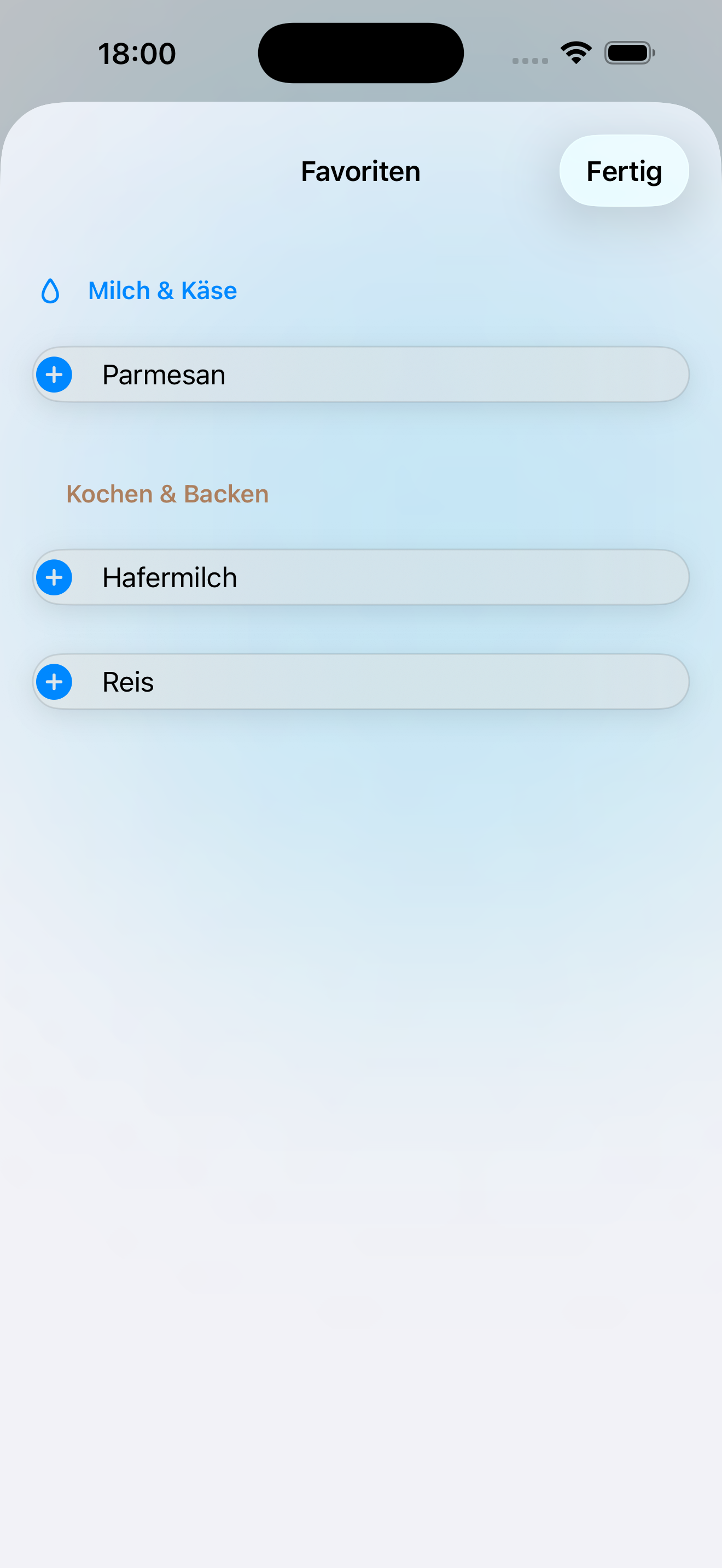 Korb geteilte Einkaufsliste mit Live-Synchronisation