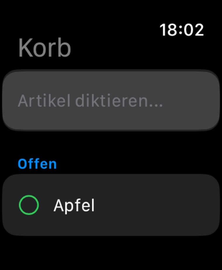 Korb auf der Apple Watch