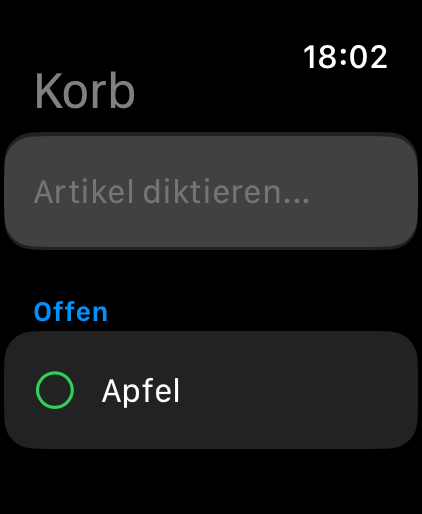 Korb auf der Apple Watch