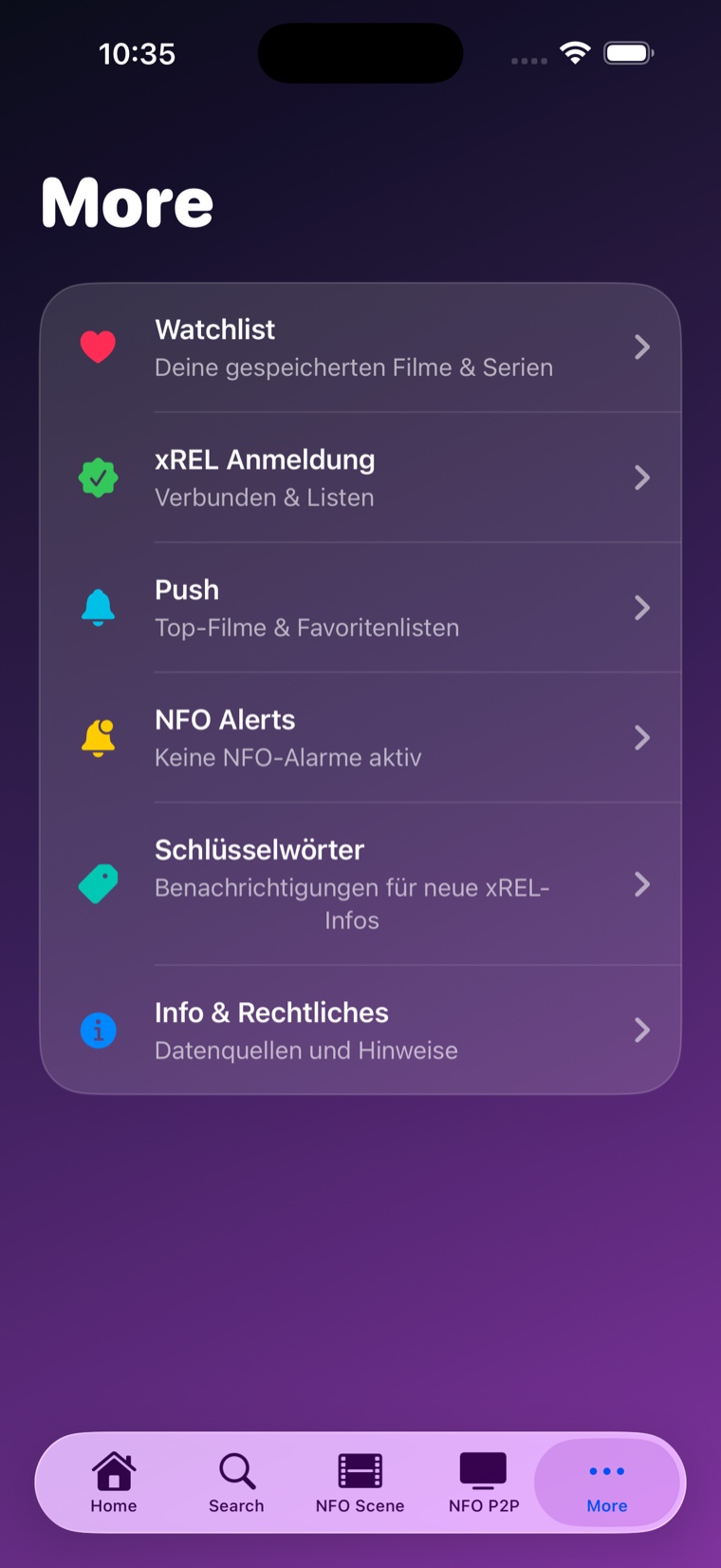 LiquidCinema Info- und Rechtliches-Seite