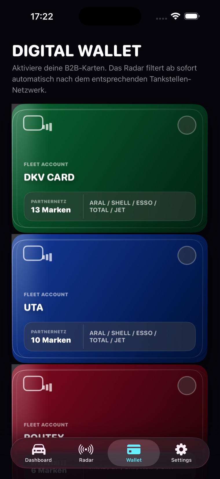PureTank Flottenkarten Wallet