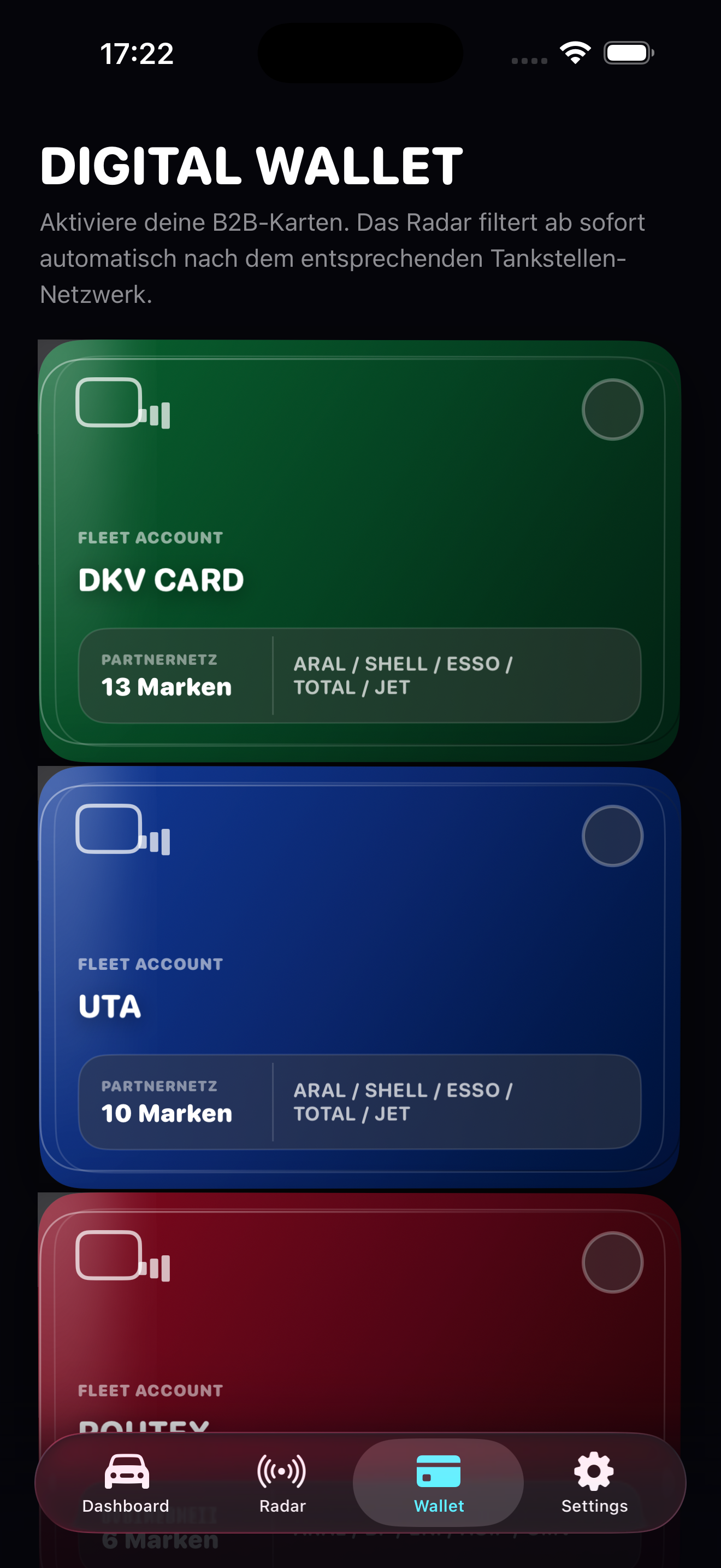 PureTank Flottenkarten Wallet